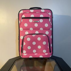 Rockland 1-Piece Luggage Set Pink And White Polka Dot On Wheels Expanding Handle