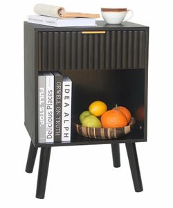 Black Fluted Nightstand