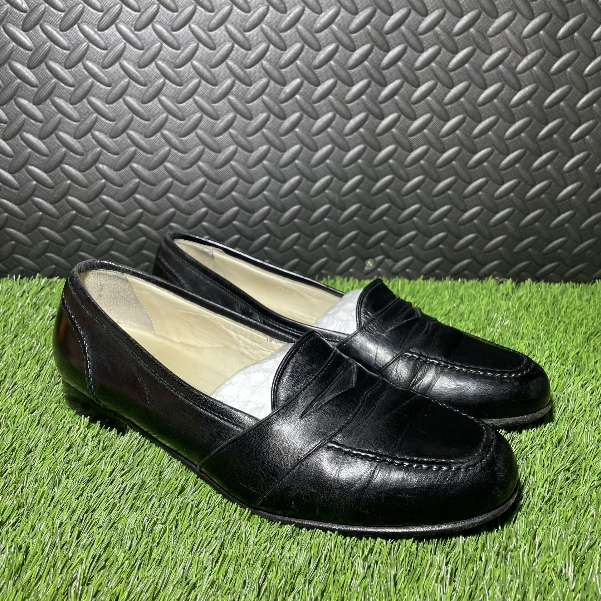 COLE HAAN Bragano Penny Loafers Black Leather Slip On Shoes Made Italy Men 10.5