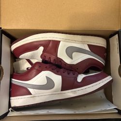 burgandy and white air jordan 1 lows