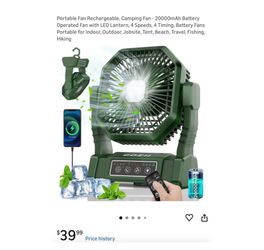 Brand new Portable Fan Rechargeable, Camping Fan