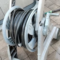Ames Hose Reel Loaded With 80ft Of Hose Storage Irrigation Yard Lawn Car Boat Wash Pool Deck Dock Pressure Wash 
