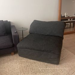 Restoration Hardware The Cloud Armless Chair -  black linen weave