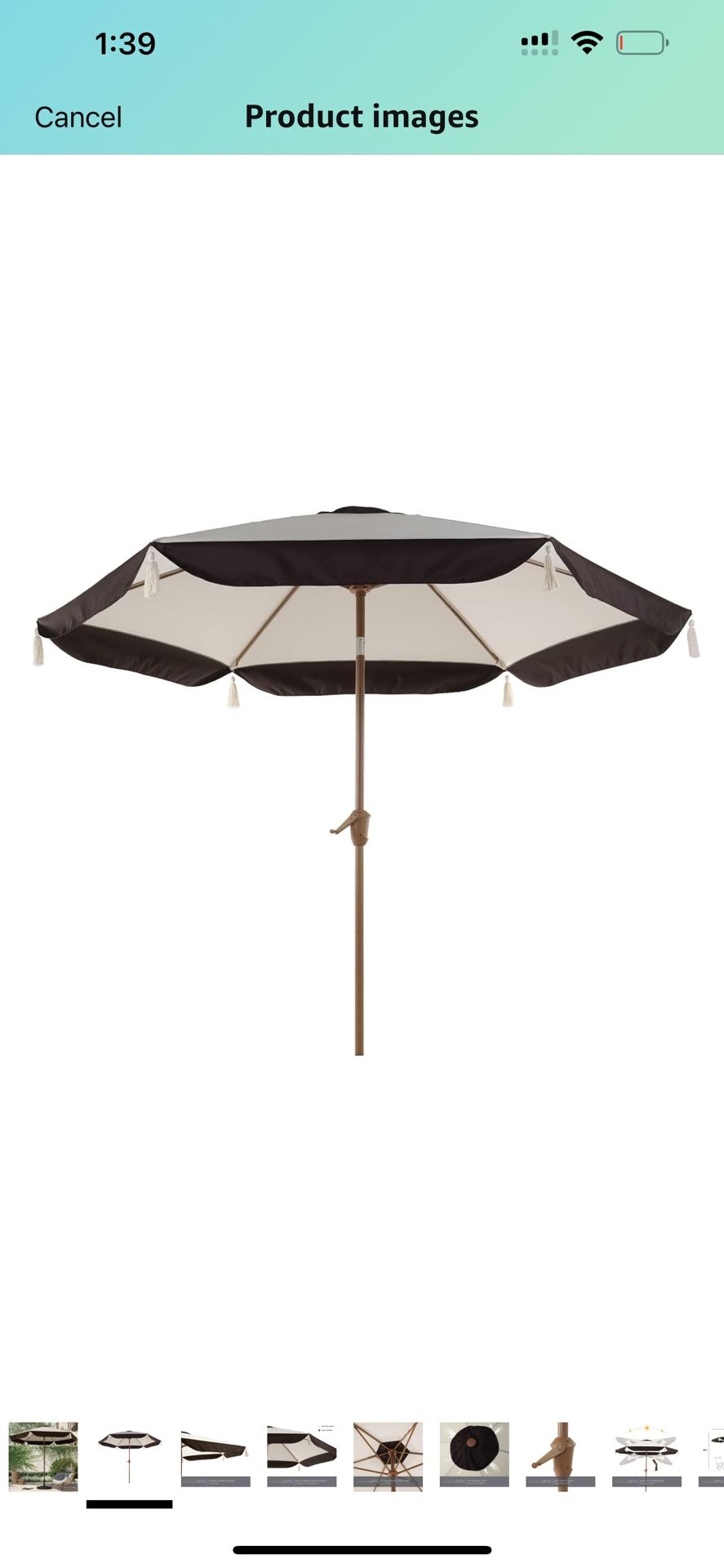Grand patio 9FT Outdoor Patio Umbrella with Fringe, Outdoor Tassel Umbrella with Push-Button Tilt for Garden, Deck, Poolside, Beige and Coffee