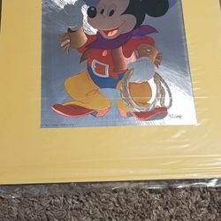 11 X 13 - Vintage 1980's Disney Collectibles Foil Picture Of Mickey Mouse Cowboy 