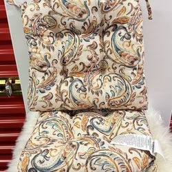 Set of 2 Chair Seat Cushion Paisley Pad Memory Foam Washable 14" x 15" Non-Slip