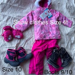 Pink Snowsuit 4t Girls And Boots 9/10