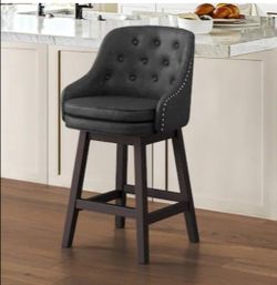 LueBona Gehrman Series, From Home Depot, Black Faux Leather Swivel Barstool, 26," Only One Chair