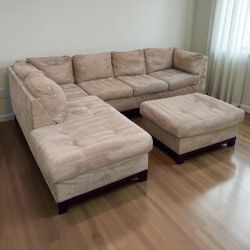 TAN BROWN SECTIONAL COUCH SOFA 