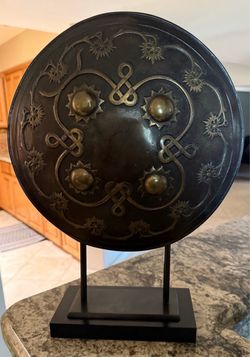Decorative Bronze Gong on Stand Indo Dahl Persian
