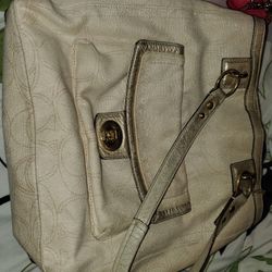 Coach Purse Gold/cream Color 