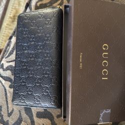 Gucci Imprint Black Leather Wallet