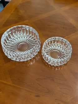 Cut Crystal Glass Bowls Set of 2