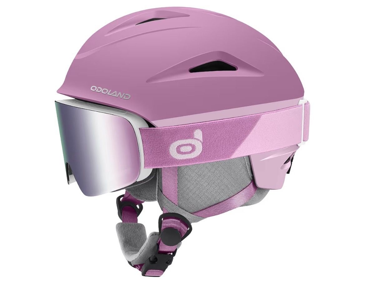 New S Ski Helmet & Goggles. Light Purple