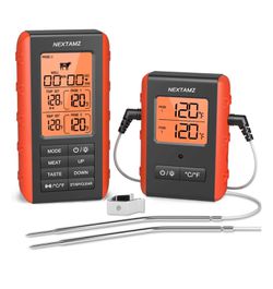 Wireless Digital Meat Thermometer, NEXTAMZ Instant Read Food Cooking Thermometer with Dual Probes and 328FT Range for Smoker, Grill, Oven, BBQ