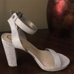 Silver sparkle heels