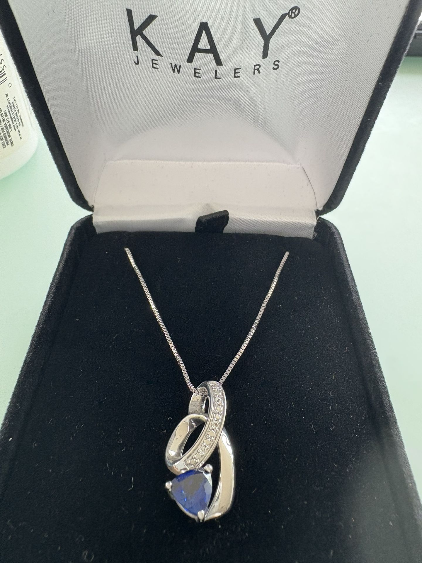 Designer Sterling Silver Sapphire Diamond Accent Pendant Necklace