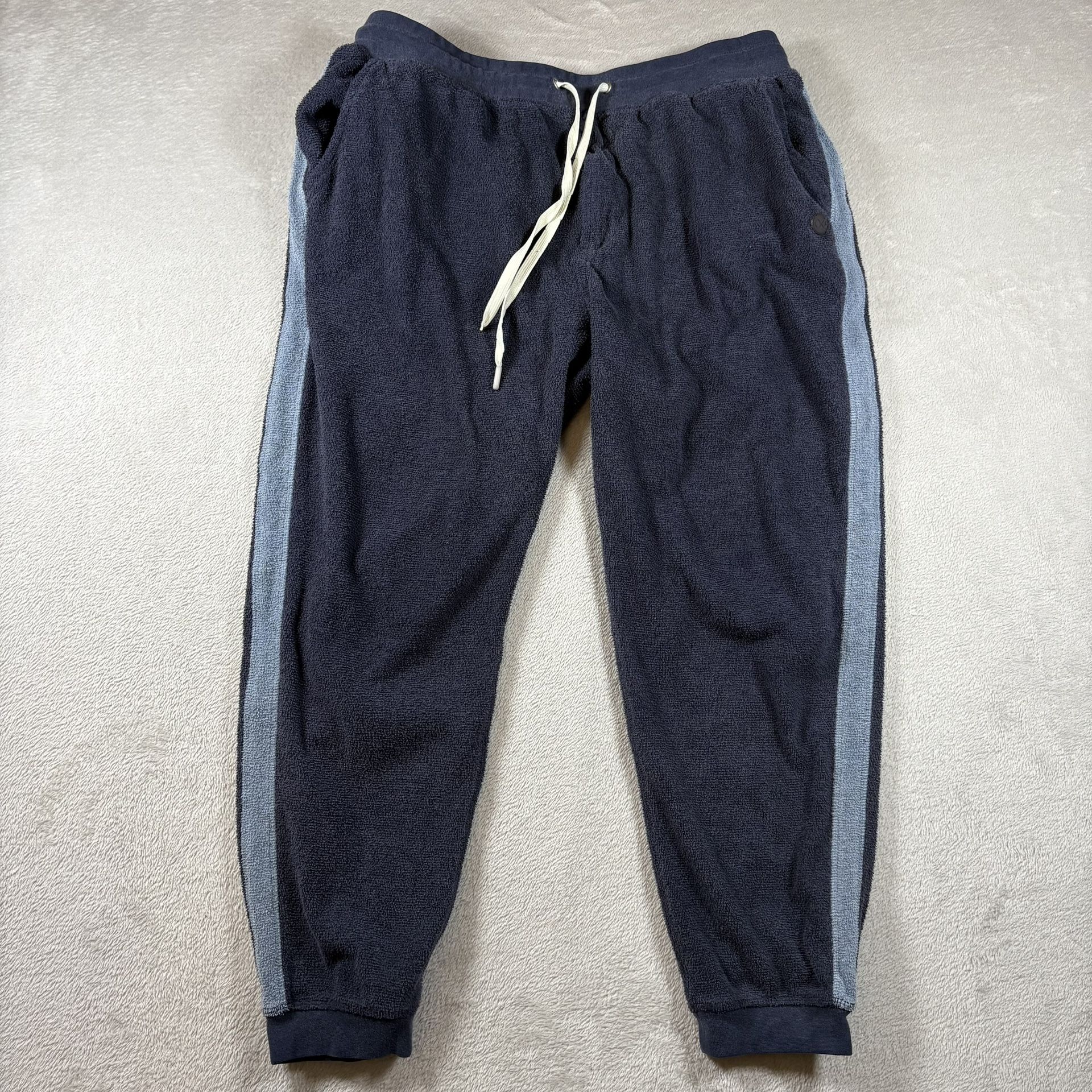 Outerknown Men’s L Blue Terry Cloth Sweatpants Organic Cotton Joggers #3595