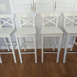 4 White INGOLF IKEA bar stools