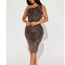 Bronze And Black Fashion Nova Dress