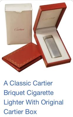 CARTIER GENUINE VINTAGE  BRIQUET CIGARETTES LIGHTER / SILVER WITH ORIGINAL BOX