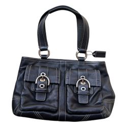 Y2k black full leather coach bag