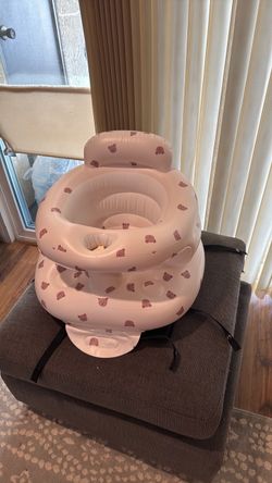 Inflatable Baby Seat with Built-in Pump and Back Support Portable Sit Me Up Floor Seat, Blow Up Baby Chair for Infants 3-36 Months, Home & Travel