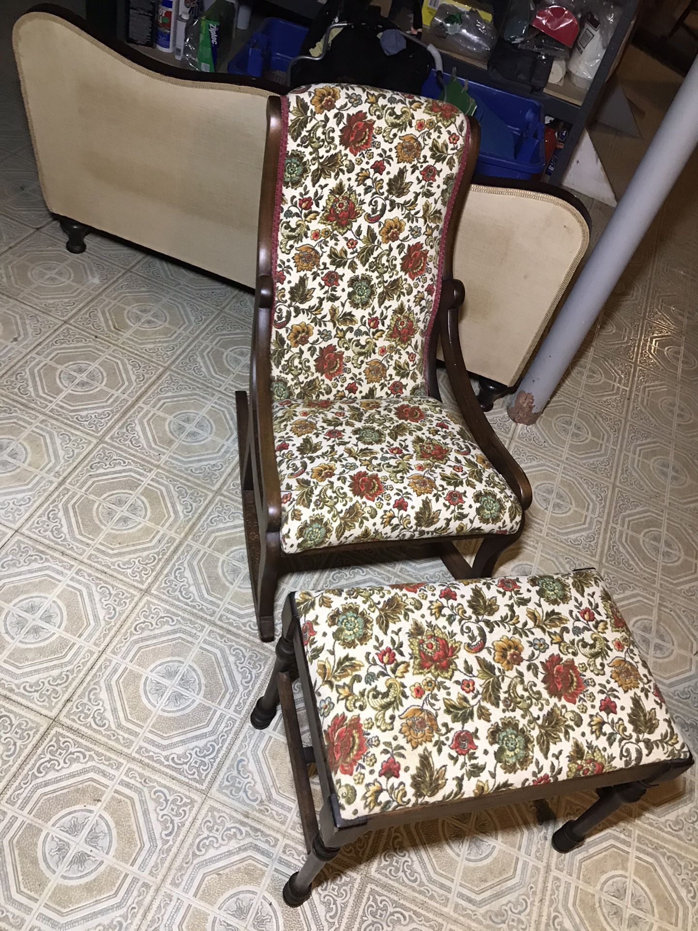 Small Vintage Rocking Chair & Ottoman