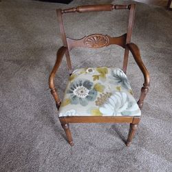 Vintage Chair With New Upholstery Seat Cushion