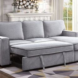 Brand New Light Grey Sectional Sofa Storage Sleeper 