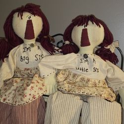 Rustic Country Raggedy Ann Dolls Set Of 2
