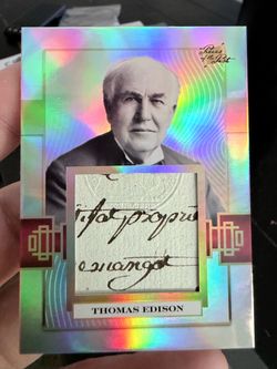 🔥 THOMAS EDISON JUMBO HANDWRITTEN RELIC — RAISED SEAL 🔥