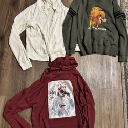 Bundle : Hoodie, Sweatshirt And Cropped Light Hoodie For $8