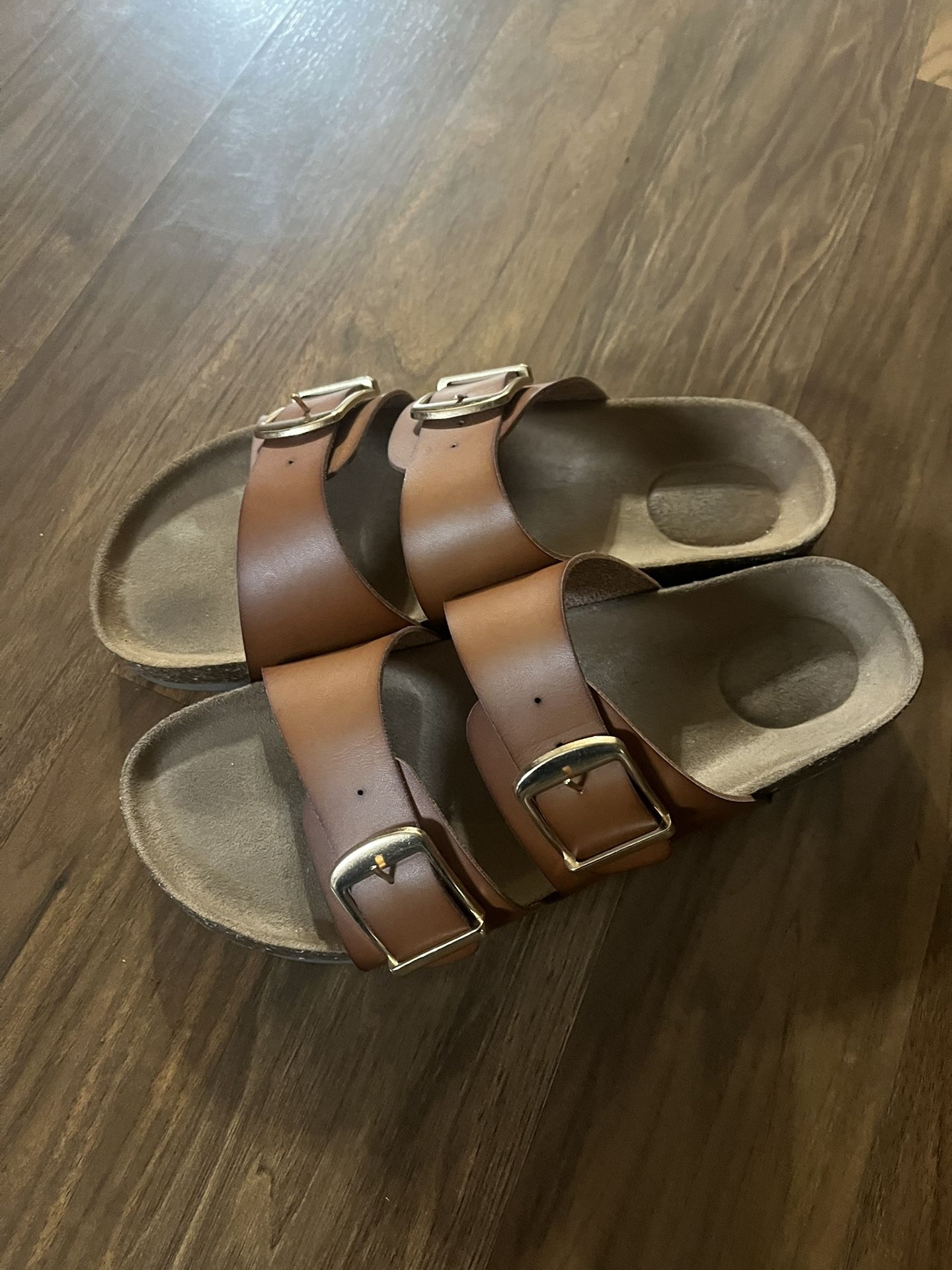 Brown Double Buckle Sandals Time and Tru size 10