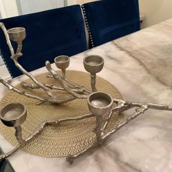 Silver Finish Tree Branch Tealight Candle Holder