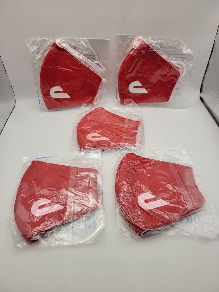 5 PACK Door Dash Dasher Reusable Fabric Face Mask Red Adjustable NEW