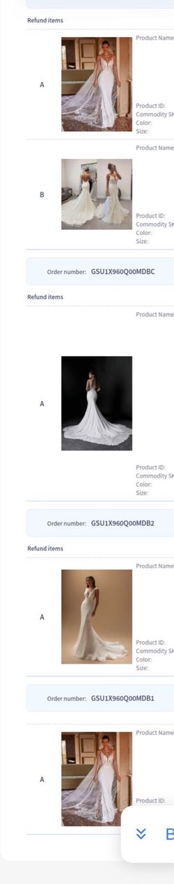 Wedding gowns never worn.