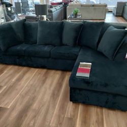 USA Made Super Comfy Black Sectional Sofa Couch 