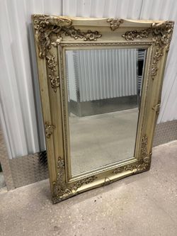 Solid wood frame heavy, golden /silver Bevelled mirror … 48” x 36”