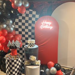 Balloon Garland Cake Cylinder Stand Backdrop For Parties