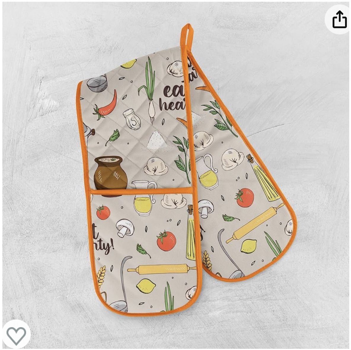 Kotton Culture Double Oven Glove for Kitchen, Cooking, Grilling, BBQ, Baking, Serving – Heat Resistant 100% Cotton Box Quilted Double Mitten Dinner, G