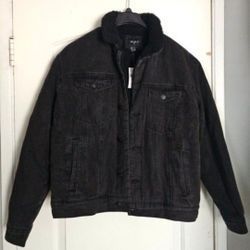 Men's Denim Trucker Jacket Sherpa Black XL