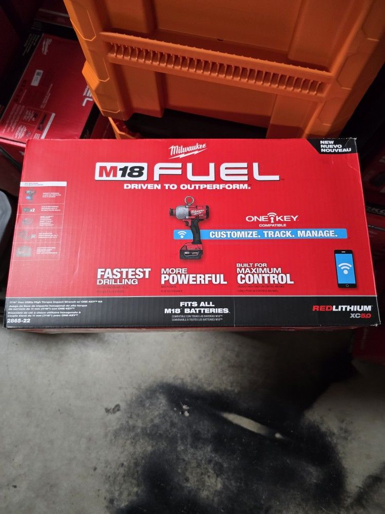 Milwaukee, M18 FUEL 7/16in. Hex Utility High Impact Torque Wrench w/ One-Key Kit, 18 Volts, Lithium-ion, Model# 2865-22