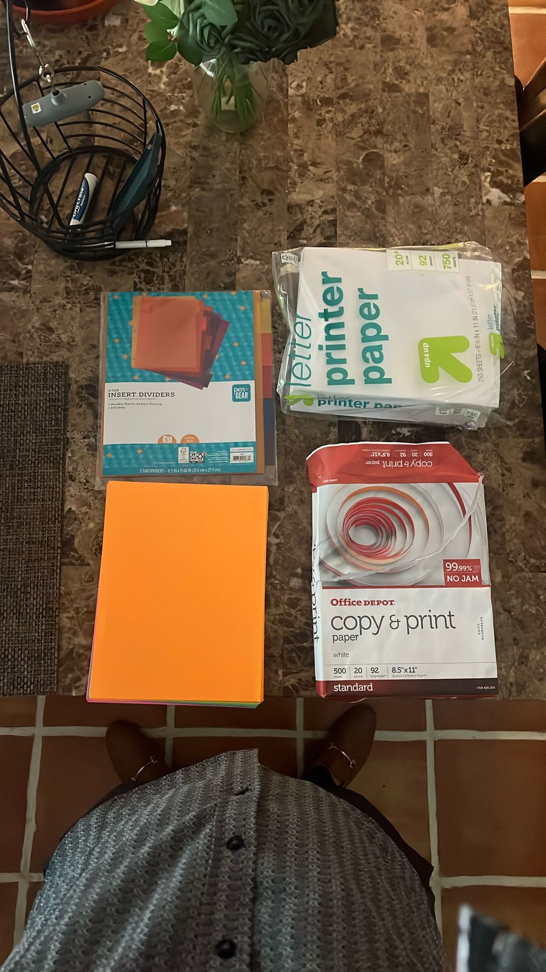Printer Paper &  5 Tab Insert Dividers And Colored Thick Paper