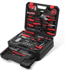 427 Piece Home Tool Kit, Mechanics Tool Set with Drawer Toolbox Storage Case Home Repair Tool Kit