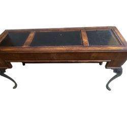 Antique Sofa Table Solid Wood, Solid Brass Legs 