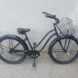 Ladies 26" Black Phat Cycle Sea Wind Beach Cruiser With Basket 
