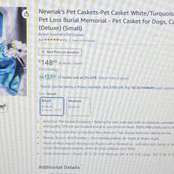 pet casket never used 