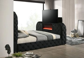 New bluebooth tv stand queen size bed frame multicolor LED 