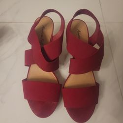 Red Strappy Wedges 